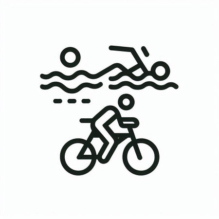 Cyclist swimming in the sea. Vector illustration on a white background.の写真素材