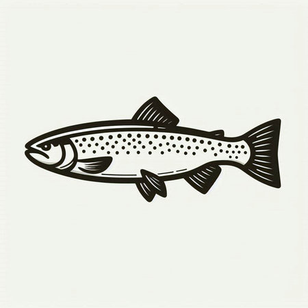 Salmon fish. Vector illustration in retro style. Hand drawn.