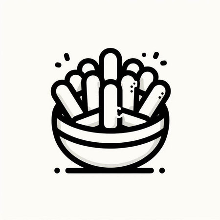 French fries in bowl icon. Fast food sign. Vector illustration.