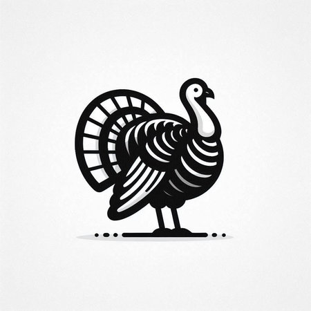 Turkey icon, vector illustration. Flat design style with black and white colors.