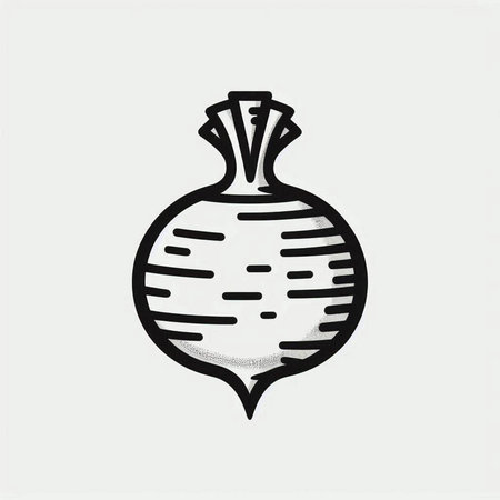 Turnip icon. Vector illustration. Black and white vegetable sign.