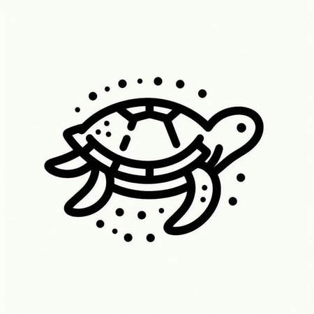 Sea turtle icon in doodle style on white background. Vector illustration.
