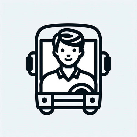 Bus driver line icon, vector illustration. Flat design style. EPS 10