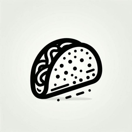 Taco icon in doodle style. Fast food vector illustrationの写真素材