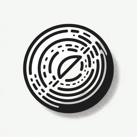 Halftone circle with leaf. Black and white vector illustration.の写真素材