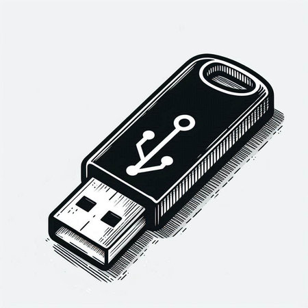 Usb flash drive icon in isometric 3d style on white background