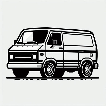 Vector image of a van on a white background. Vector illustration.