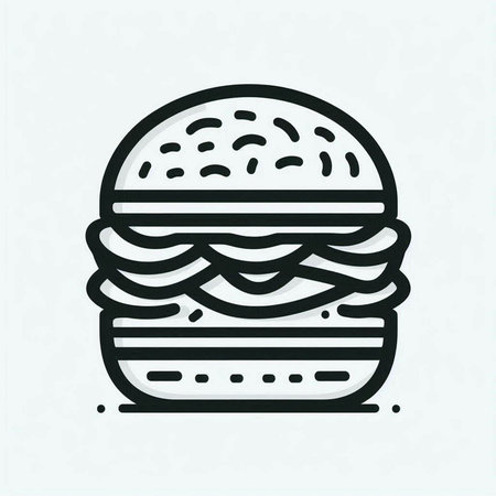 Burger icon. Fast food symbol. Vector illustration in outline style.の写真素材