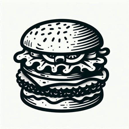 Hamburger. Fast food. Hand drawn vector illustration in sketch style.の写真素材