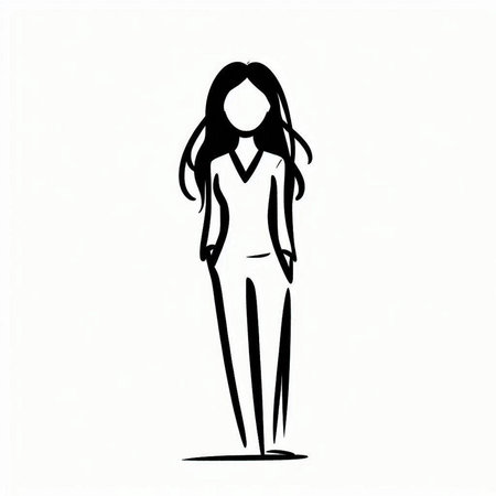 businesswoman vector illustration on white background. Hand drawn business woman.の写真素材