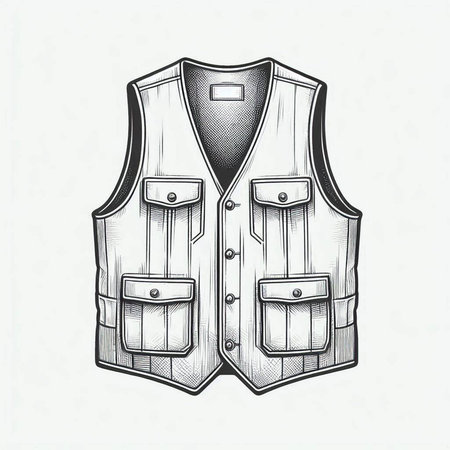 Vintage monochrome vector illustration of a jacket with pockets.の写真素材