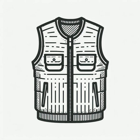 Vest sketch. Hand drawn vector illustration. Black ink on white background.の写真素材
