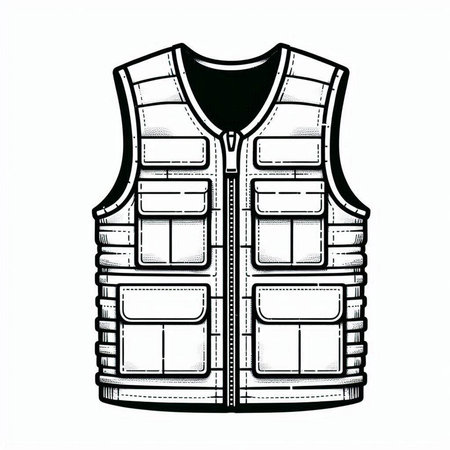Vest sketch. Black and white vector illustration of a vest.の写真素材