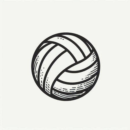 Volleyball ball icon. Hand drawn vector illustration in retro styleの写真素材