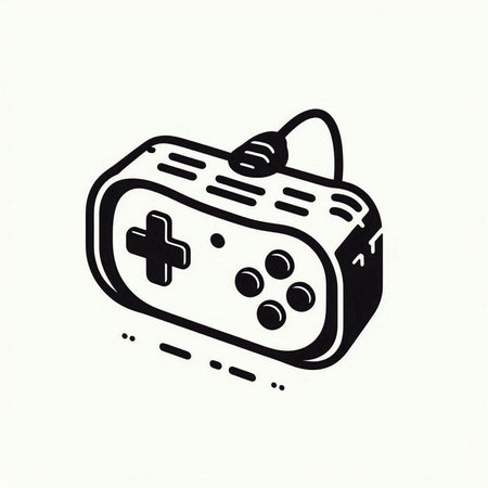 Gamepad icon in doodle style. Hand drawn vector illustration.