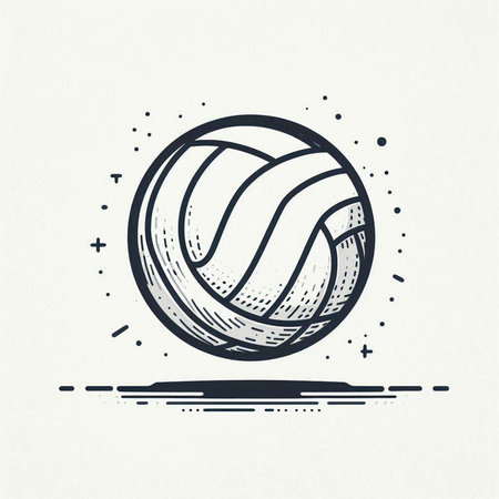 Volleyball hand drawn vector illustration. Vintage style. Retro design.の写真素材