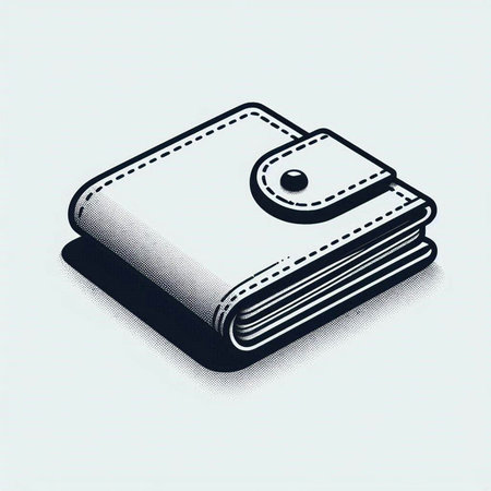 Wallet icon. Isometric 3d vector illustration. Black and white colors.
