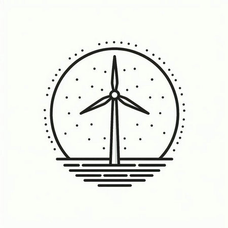 Wind turbine line icon. Renewable energy concept. Vector illustration.