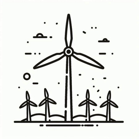 Wind turbines vector icon. Renewable energy concept. Eco power production.