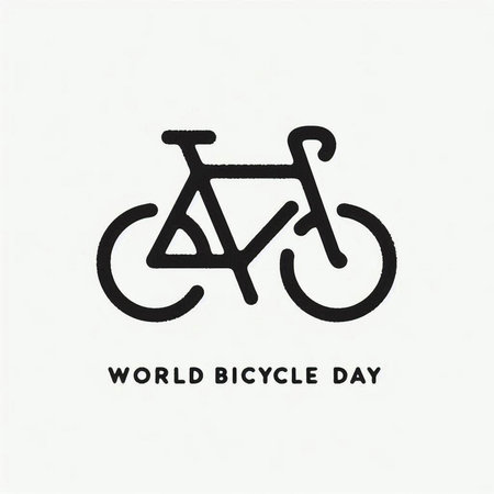 World Bicycle Day logo design vector template. Hand drawn bicycle icon.