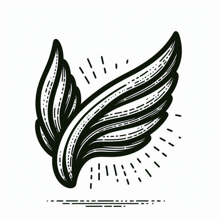 Angel wings. Hand drawn vector illustration in vintage engraving style.