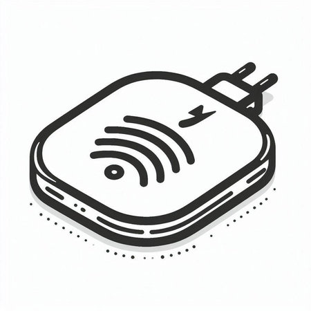 Wireless charger icon in doodle style on a white background