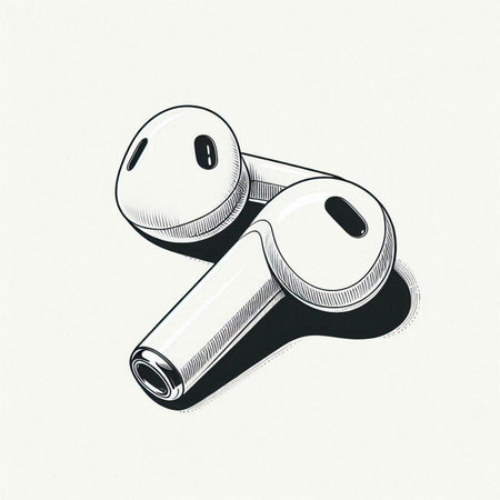 Wireless earphones isolated on a white background. Vector illustration.