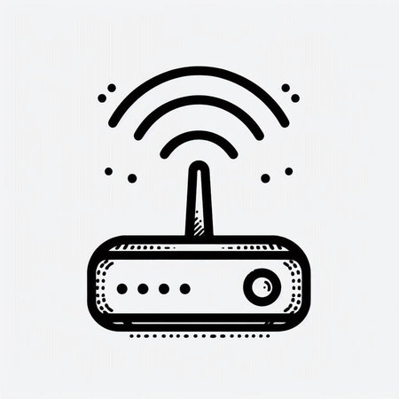 Wireless router icon. Vector illustration. Wifi symbol. Internet connection.