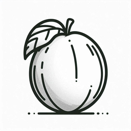 Plum icon in halftone style on a light background.の写真素材