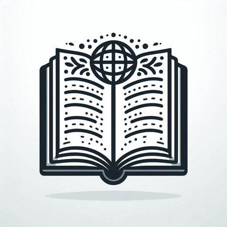 Open book with globe icon. Education concept. Vector Illustration.の写真素材