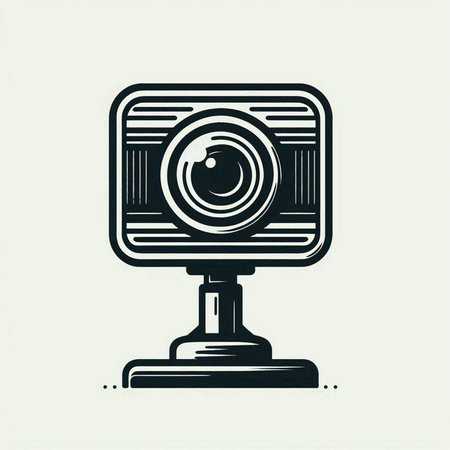 Camera icon in trendy flat style isolated on grey background. Vector illustration.