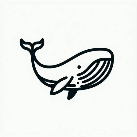 Cute whale. Hand drawn vector illustration. Outline style.の写真素材