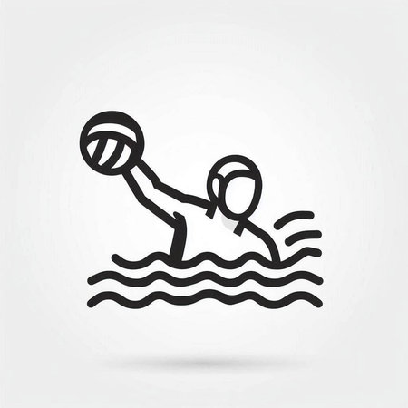 Water polo player icon. Vector illustration in thin line style.の写真素材