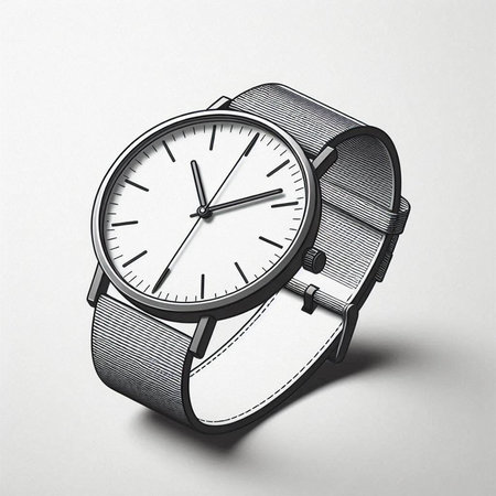 Stylish wristwatch on a white background. 3d rendering.