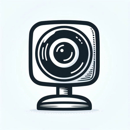 Webcam icon in doodle style. Webcam vector illustration.