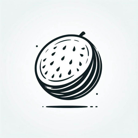 Fruit icon. Black and white vector illustration of passion fruit.の写真素材