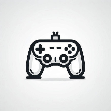 game controller icon on gray background for web, mobile and infographics