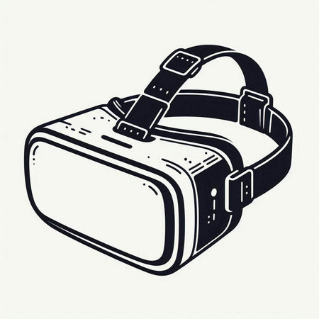 VR headset isolated on white background. Hand drawn vector illustration in sketch style.