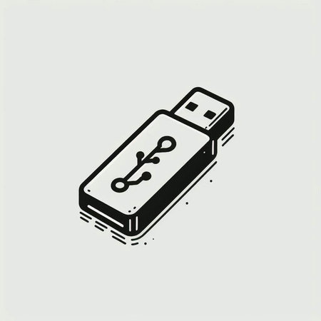 Usb flash drive icon in isometric 3d style isolated on grey background
