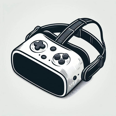 VR headset on white background. Vector illustration of a virtual reality headset.