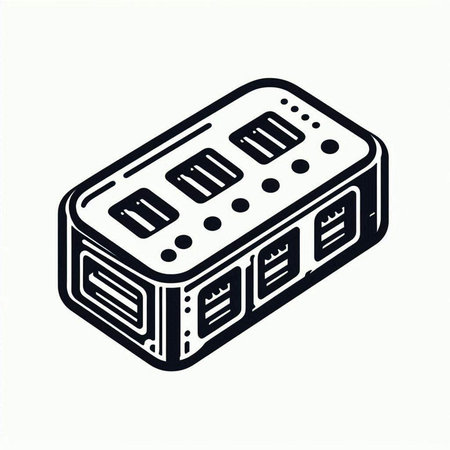 Isometric black and white music player on white background. Vector illustration.