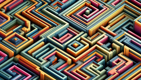 3d render, abstract geometric background, computer generated illustration, square pattern