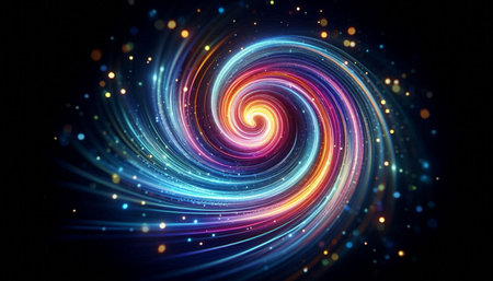 3D render of abstract fractal background with bokeh lights