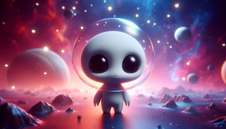 alien in space, 3d illustration of alien in space, 3d rendering