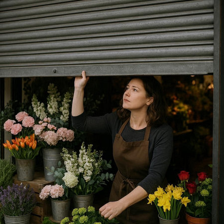 Portrait of a young woman florist working in a flower shop