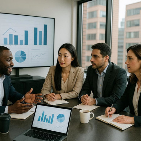 Group of multiethnic business people working together in the office. Corporate businessteam and manager working together in a meeting.