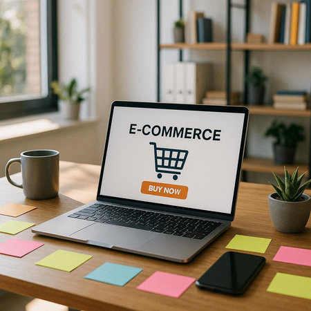 Laptop screen displaying an e-commerce concept. All screen content is designed by me