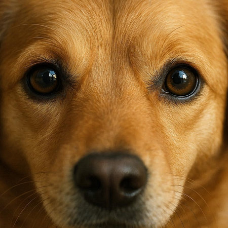 Close-up of a dog's eyes. Shallow depth of field.