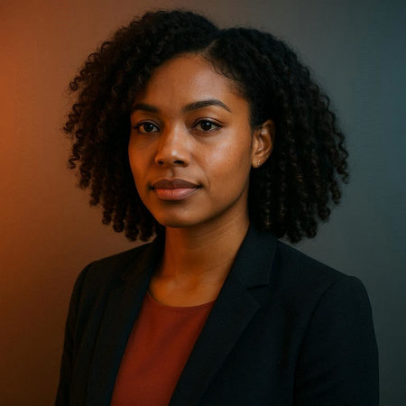 Portrait of young african american businesswoman in black suit