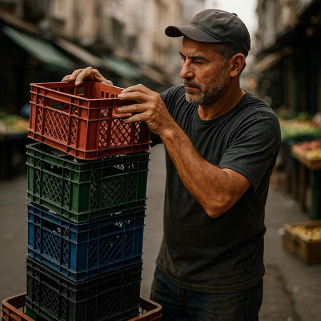 Portrait of a street vendor in the streets of the city.
